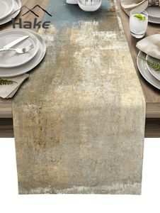 Bordslöpare grå abstrakt konstmålning bordslöpare för matbord bröllop dekoration bordduk hem party dekor tabell täckning 230322