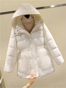 Trench da donna Giù Cappotto in cotone Donna Beige Parka con cappuccio allentato 2023 Moda invernale Coreano Slim manica lunga Spessa Abbigliamento caldo