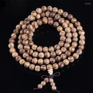 Strand Sennier Natural Vietnamese Agarwood rökelse 108 pärlor 6mm 8mm Buddha Bön Malas Armband Rosary Träbangle smycken