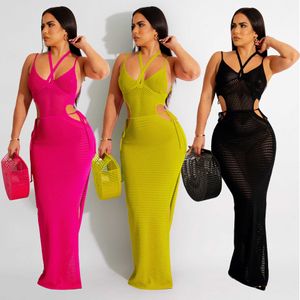 Party Dresses Maxi Knitted Sexy Luxury Elegant Club Hollow Out 2023 Summer Beach Vacation Outfit Women Crochet Mesh Y2303
