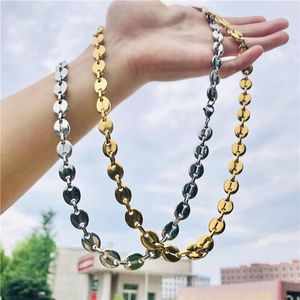 Chains 2023 Coffee Bean Chain Necklace 11MM Stainless Steel Rope Link For Men Fashion Jewelry