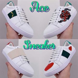 Designer Ace Sneakers Freizeitschuhe Damen Biene Sterne Schlange bestickte Bienen Bedrucktes Leder weißes Band beige Ebenholz Leinwand Klassischer Luxus Herren flacher Schuh Damen Trai