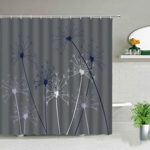 Cortinas de chuveiro Dandelion Flower Curtain Rose Gunflower Plant Cenário floral Cortes do banheiro Tela do banho de tecido à prova d'água com ganchos 230322