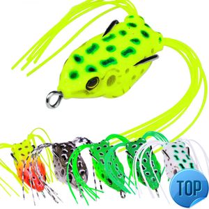 1 Pcs New Style 4.45cm5g Frog Lure Soft Tube Bait Plastic Fishing Lure with Fishing Hooks Top Water Ray Frog Artificial 3D Eyes