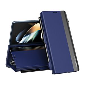 Flip Book Stand Falls för Samsung Galaxy Z Fold 2 Fold 3 Fold 4 Case Sidospennor Läderskydd Smart Cover