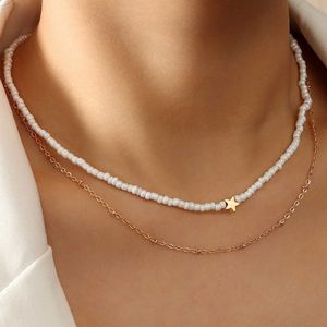 Pendant Necklaces 2022 Chic Handmade Pearl Beads Choker Necklace Heart Star Pendant Necklace Choker Jewelry Z0321