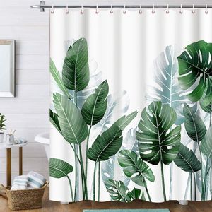 Shower Curtains Nordic Style Tropical Plants Shower Curtains Waterproof Anti-mold Bathroom Curtain with Hooks Bathroom Home Decor Bath Screen 230322