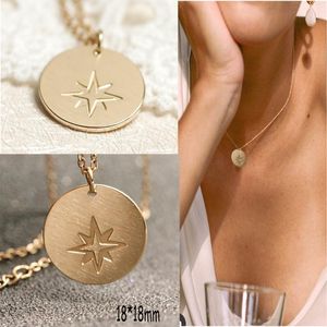 Pendant Necklaces Babygirl Fashion Star Disc Necklace 18mm Gold Stainless Steel York Style Engraved Collar Friend Forever