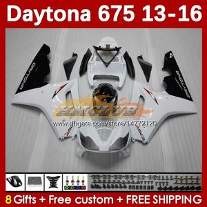 Motorcykelmässor för Daytona 675 675R 2013-2016 Kroppsarbete 166NO.4 Vit Stock BLK DAYTONA675 13 14 15 16 BODY DAYTONA 675 R 2013 2014 2015 2016 OEM Moto Fairing Kit