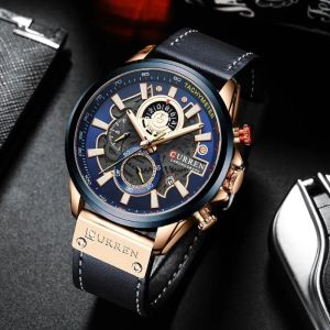 Wristwatches CURREN Creative Men Watches Brand Fashion Chronograph Quartz Wristwatch Leather Strap Lumious Hands Waterproof Clock Gft