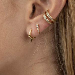 Hoopörhängen 925 Sterling Silver 10mm Earring 4 Colors Pave CZ Spikes Mini Huggie Hoops Girl Minimal Fashion Gift