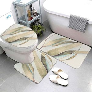 Tappeti Tappetino da bagno per tappeti da bagno Set di astratti in marmo blu navy in oro 3 pezzi Tappetini da doccia Memory Foam Tappetino antiscivolo per vasca da bagno