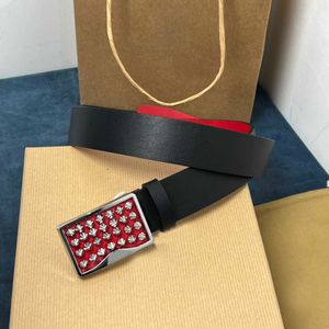 Classic Men Belt Fashion Double-sided Cowhide Smooth Buckle Denim Belt Top Designer Black Belts Red Base Width 3.5cm With Exquisite Gift Box