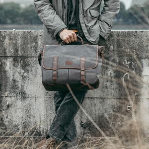 Valigette maschi vintage tela sacchetti per laptop da 14 pollici sacche di messaggero portatile per la caduta della spalla da valigetta aziendale