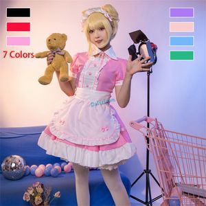 Tema kostümü siyah pembe hizmetçi kıyafeti erkekler kadınlar tatlı gotik lolita elbise anime cosplay kostüm önlük elbise üniforma artı cadılar bayramı kostüm 230322