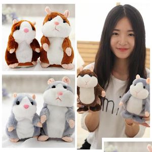 Stuffed Plush Animals Talking Hamster Toys Electric Walking Hamsters Toy Speak Sound Record Kids Cute Dolls Baby Birthday Christma Dhjgw