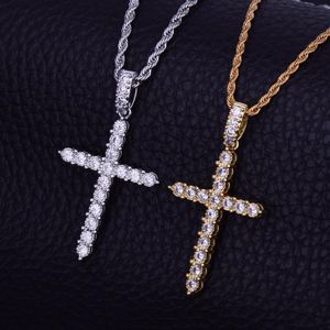 Mäns Zircon Cross Pendant Halsband Hip Hop Jewelry Charm Bling Cubic Zircon Chain for Gift