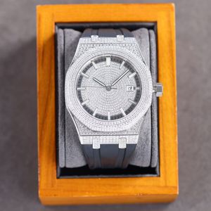 Full Diamond Watch Mens Watches 40mm automatic mechanical movement watch Waterproof Fashion Business Wristwatches montre De Luxe multistrap
