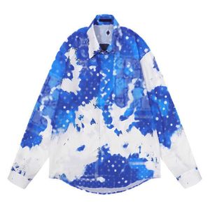 Designer Cloud Blue Hawaiian Style Mens Short Sleeve Print Shirt Plus Size Case Collar Button Loose Beach M-3XL 788894198