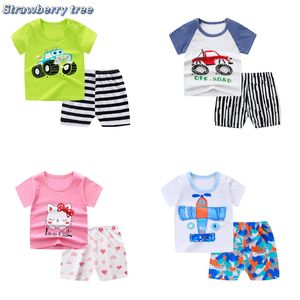 Completi di abbigliamento Neonate maschi Cartoon 100% cotone Magliette per bambini Summer born Infant Sports 2 pezzi T Shirt Toddler Girl Clothes 230322