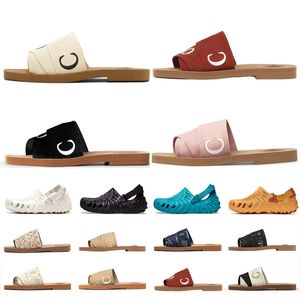 Woody Pantofole Uomo Donna Slipper Designer Zoccoli Sandali di lusso Donna Flat Mules Sandali Slides Sail Canvas Bianco Nero Donna Outdoor Beach Slipper shoes