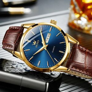 Wristwatches Men Quartz Wristwatch 30M Waterproof Casual With Leather Watchband Fashion Luminous Hand Male Clock