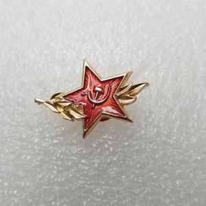 Broches Antigos Artesanato Soviético Red Star Socialista Símbolo de Martelo de Martelo Broche de Medalha Comemorativa