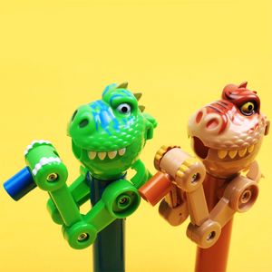 Giochi di novità 1PC Creativo Lecca-lecca Robot Titolare Forma di dinosauro Giocattolo per bambini Regalo per bambini Conservazione di caramelle Verde Giallo Casuale 230322