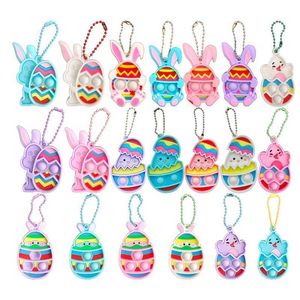 New multicolor kid toys Easter Party Silicone Decompression Pendant Rabbit Carnival Key Pendant Easter Egg Pendant