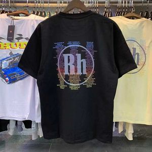 23SS Modna marka Rhude American Street ins High Street Lose druk męskie i damskie czyste bawełniane okrągły szyję krótki rękaw T-shirt Summer Us S-xxl Y02