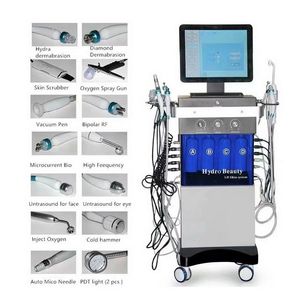 Multifunktionell 14 i 1 Hydro Dermabrasion Machine Hydra Dermabrasion Oxygen Spray Bio Microcurrent Vacuum Pen PDT LED Light Therapy