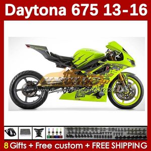 Daytona için Moto Fairings 675 675 675 2013-2016 Bodywork Daytona675 Bodys 166no.47 Daytona 675 R 13 14 15 16 2013 2014 2015 2015 2015 OEM Motosiklet Kaplama Kiti Yeşil Işık Blk
