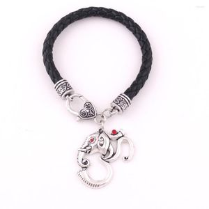 Charm Armband Design OM Hindu Ganesh Elephant Pendant India Religious Amulet Leather Armband