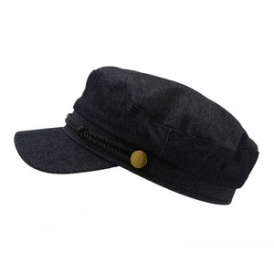 Ball Caps Autumn Washed Black Beret Hat Visor for Lady Women Army Cap Flat Hats Fashion Casual Military Female Girls 230321