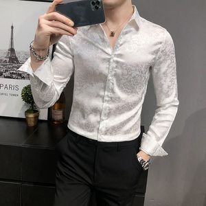 Men's Casual Shirts British Style Digital Print Business Gentlemen Shirt Men Clothing Long Sleeve Formal Wear Casual Prom Tuxedo Dress 3XL-M 230322