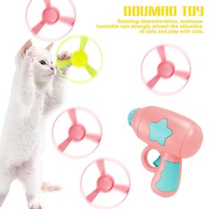 Cat Toys Cats Interactive Flying Saucer Gun Luminous Disc Bambu Dragonfly Discs Training Spela Pet Dogs träning