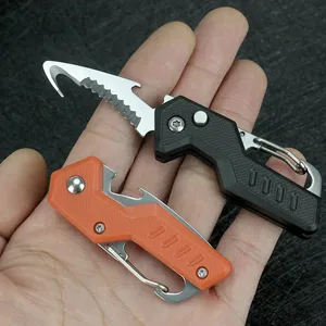 EDC Sawtooth Folding Knife Keychain Knives Gift Bottle Opener Self Defense Outdoor Survival Tool Unpacking Express Unpacker Multifunctional tools