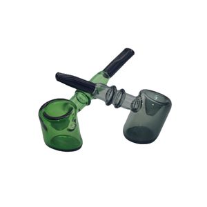 wholesale Martello da 5 pollici Tubi di vetro Pipa da pipa a cucchiaio da parete pesante Pipa da fumo con ugello di aspirazione in silicone per bruciatore di olio di tabacco a base di erbe secche