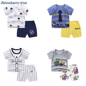 Completi di abbigliamento nati Neonati maschi Ragazze Cartoon 100% cotone Magliette per bambini Summer Infant Manica corta Tuta per bambini Abbigliamento sportivo 230322