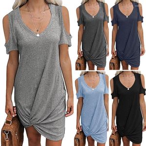 Kvinnors T-skjortor Summer Short Sleeve Dress Casualwomen Top Solid Color Spring and Amampless T-shirt Kvinnor