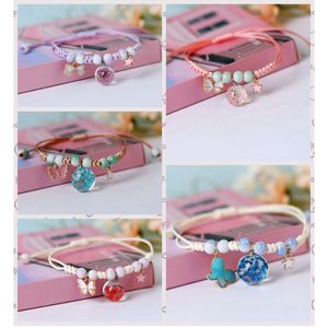 12 Stücke Neue Mode Schmetterling Glas Trockene Blume Charme Armbänder Weiblichen Weben Schmuck zubehör