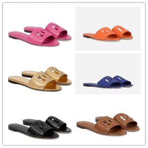 Slides Slides Sandals Women Luxury Logo Cutout Leather Slide Slide Heel EU34-43 مع Box Holiday Beach Outdoor Outdoor Outdoor