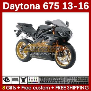 Moto Fairings for Daytona 675 675R 2013-2016 BOODYWORK DAYTONA675 BODYS 166NO.39 DAYTONA 675 R 13 14 15 16 2013 2014 2015 2016 OEM Motorcykelmässa Black Glossy Full