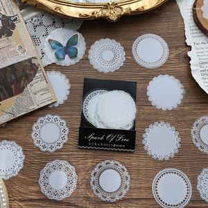 Confezione regalo 30 pezzi adesivo trasparente impermeabile per conto mano fiore di pizzo bianco materiale per scrapbooking album di carta di sfondo fai-da-te