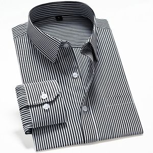 Camisas casuais masculinas Camisa de longa duração para homens Camisas listradas casuais de negócios Slim Fit Office formal camisa não algodão camisa de algodão Broadcloth Top 230322