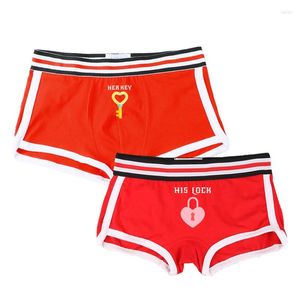 Poltas de cuecas trancam e chave confortáveis ​​de casais de casal de roupas íntimas boxer de algodão Hombre homens shorts homme lingerie calcinha feminina