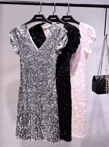 Party Dresses Yan Li Before and After The Double Sequins V-neck Elastic Blades and Cultivate One's Morality Dress Stage Performance Clothing 230322