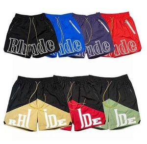 3A Designer Men RH Limited Rhude Shorts Summer Swim Curto Na Altura Do Joelho Hip Hop High Street Treinamento Esportivo Calças de Praia Masculinas Cintura Elástica