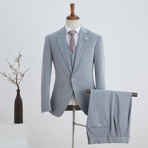 Men's Suits Blazers One Button Solid Color Suit Sets 3 Pieces For Men Fresh Style Wedding DressJacketPantsVest Custom Made Tuxedos 230322