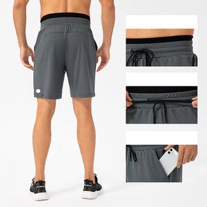 Calça esportiva curta para ciclismo masculino LL com bolso elástico casual corrida para academia LL708